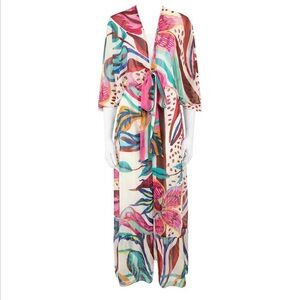 PatBO Multicolor Abstract Print Sheer Maxi Cover Up Dress